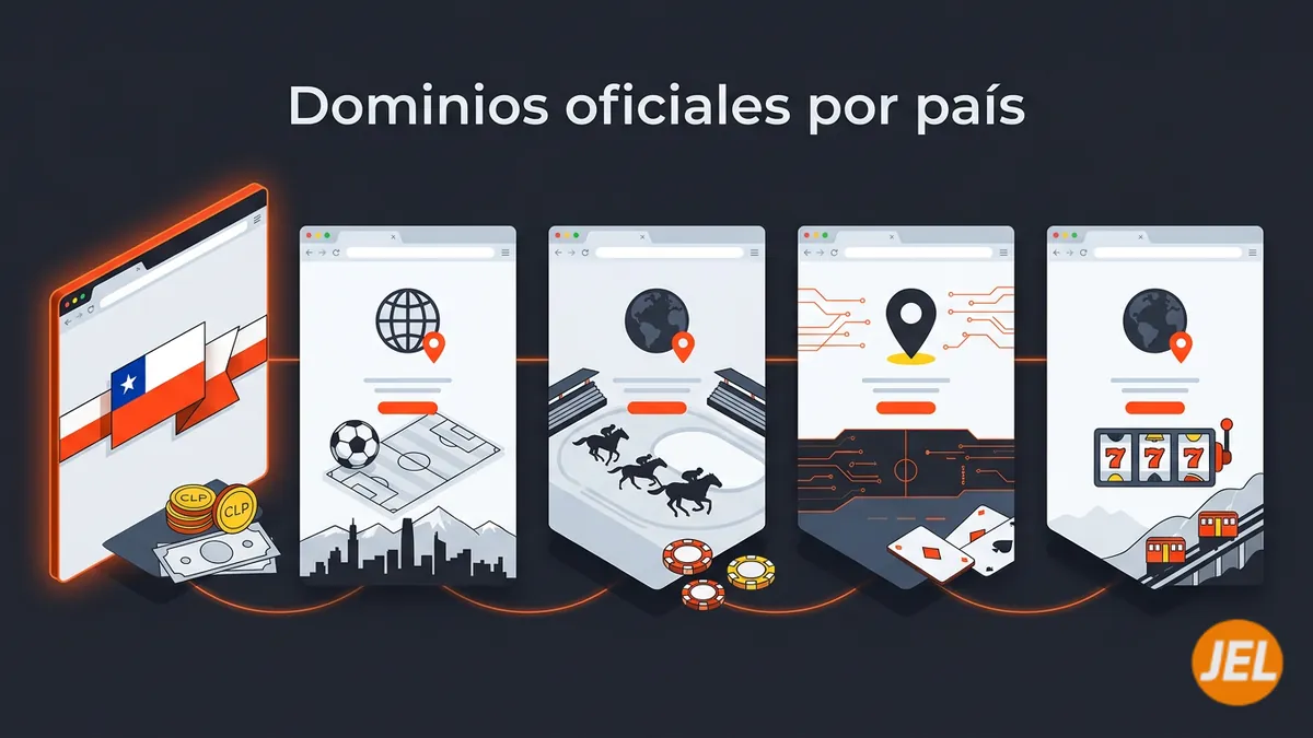 Comparación de los cinco dominios oficiales de JuegaEnLinea por país incluido Chile