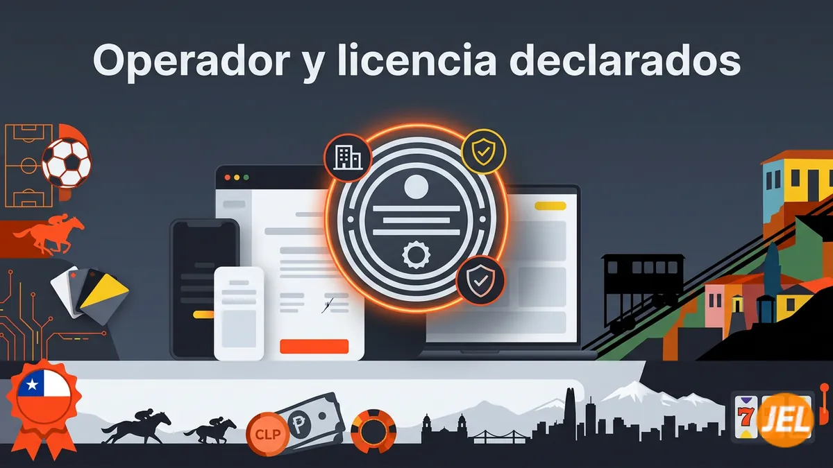 Ilustración del operador y la licencia declarados en el pie de página del sitio oficial de JuegaEnLinea Chile